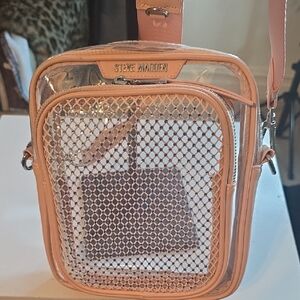 Steve Madden Transparent Bag with Pink Accents. NWOT. FREE WALLET.